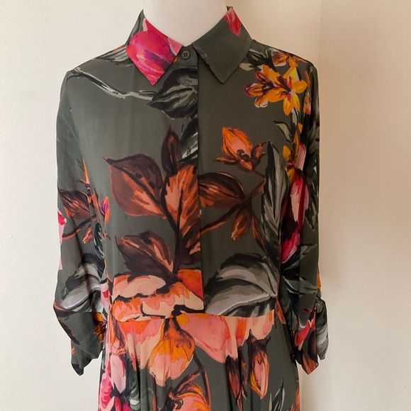 Soft Surroundings Green Provincia Maxi Dress | Floral | Handkerchief Hem | XS - Picture 5 of 11